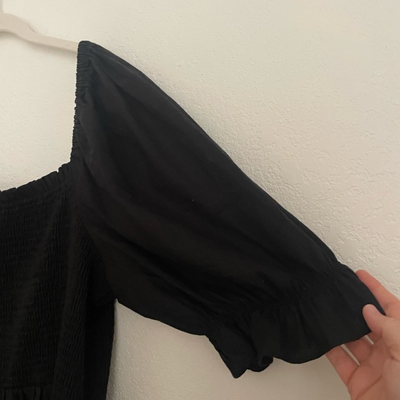 Black Linen-Blend Puff Sleeve Midi Dress from Gap NWT wonderful LBD! - Picture 6 of 8